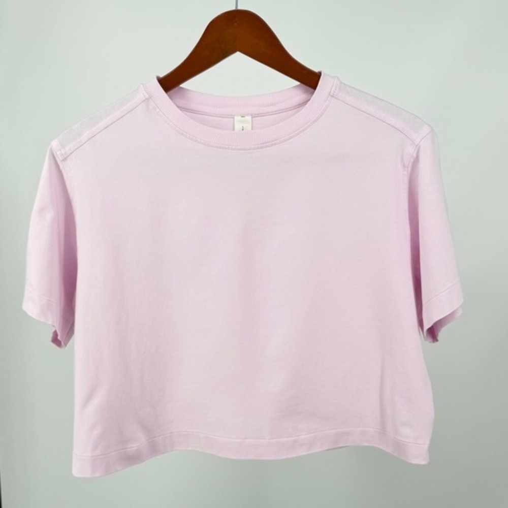 lululemon Organic Cotton Baby Tee Womens S Pink Cropped Short Sleeve